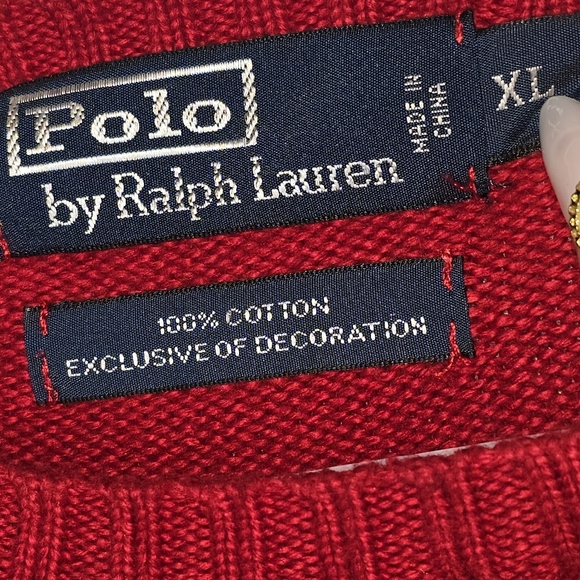 Polo Ralph Lauren Knit Sweater Red 100% Cotton Crewneck - Men’s Size XL - Picture 6 of 7